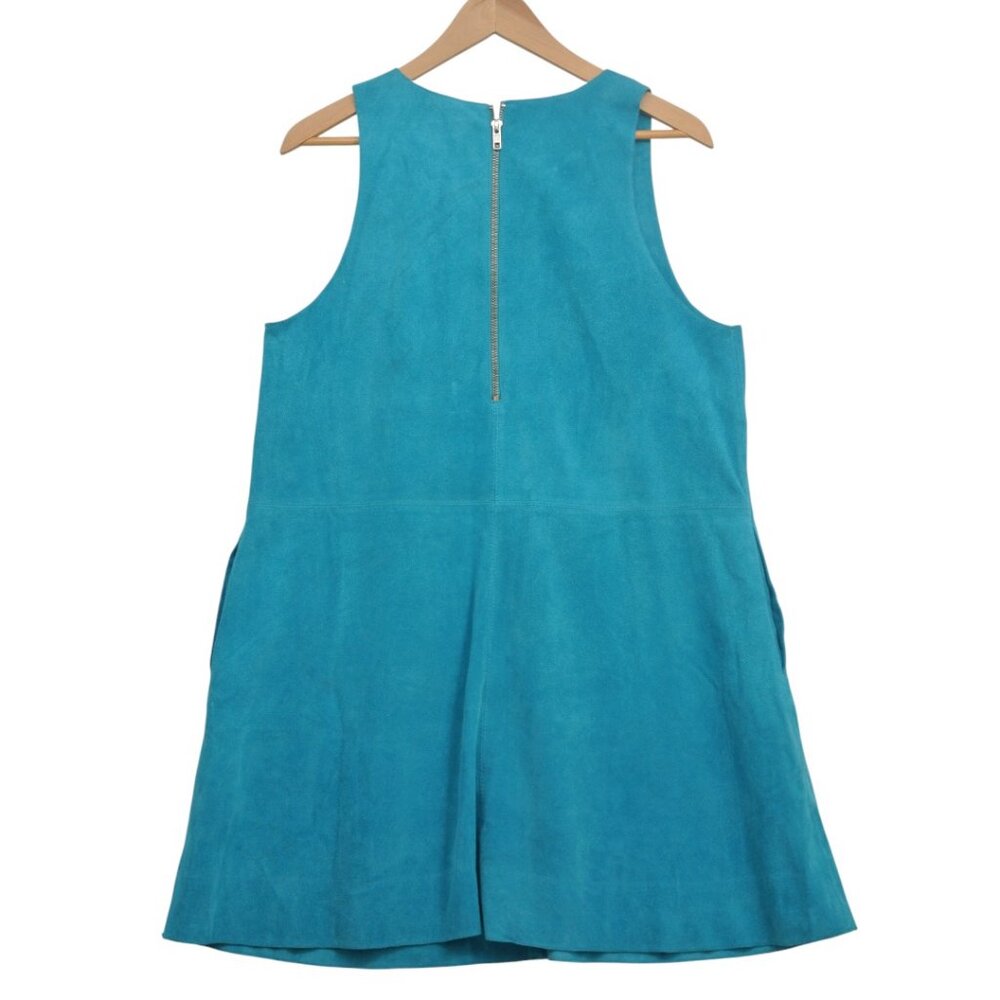 Free People NWT Short Sleeveless Suede Dress M Teal Shift - Picture 9 of 12